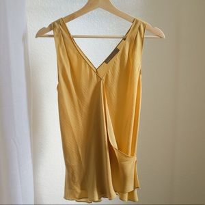 Vince Faux Wrap Yellow-Gold Top Med